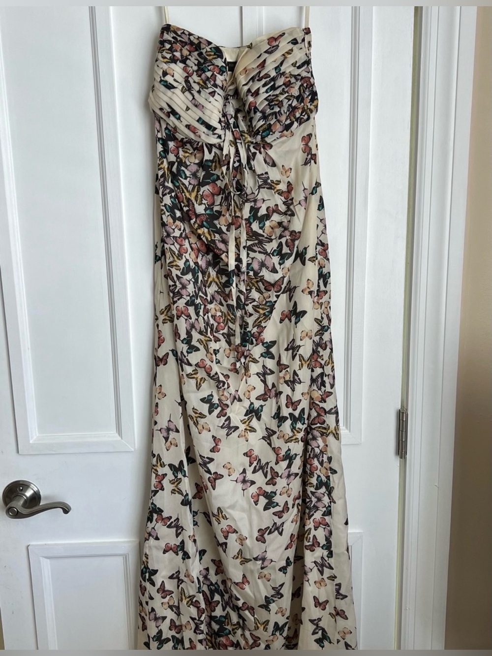 Ted Baker Cream Strapless Maxi Dress with Multicolor Butterfly Print